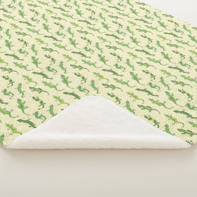 Cobertor Sherpa Rock Escalando Geckos em amarelo - padrão perfeito (3/4)