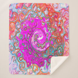 Cobertor Sherpa Rodeio Abstrato Roxo e Laranja com Redemoinho