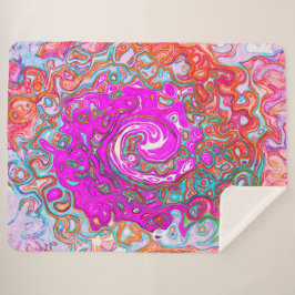 Cobertor Sherpa Rodovalho Abstrato da Groovy Roxo e Laranja