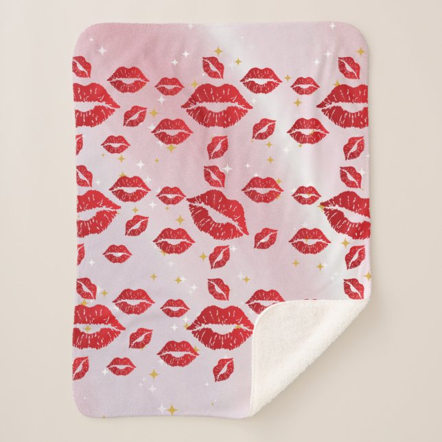 Cobertor Sherpa Romantic chic luxe red lips (Frente)