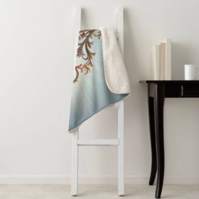 Cobertor Sherpa Rosa barroco (A warm throw blanket with an elegant floral design. )
