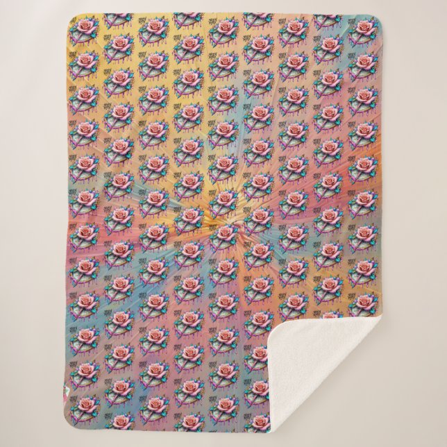 Cobertor Sherpa "Rosa Compass: Um Símbolo do Amor e da Felicidade" (Frente)