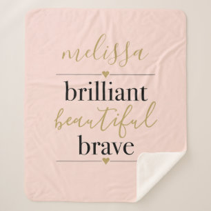 Cobertor Sherpa Rosa Corado Personalizado Brilhante Belo Corajoso