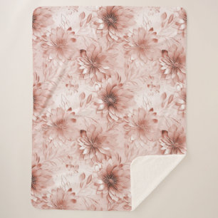 Cobertor Sherpa Rosa Floral Bege