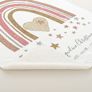 Cobertor Sherpa Rosa Moderno, Brilhante, Arco-Íris, Nascê