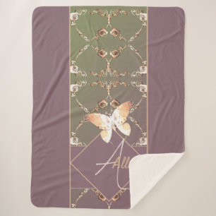 Cobertor Sherpa Rosa Ornamentado do Monograma Sherpa Blanket