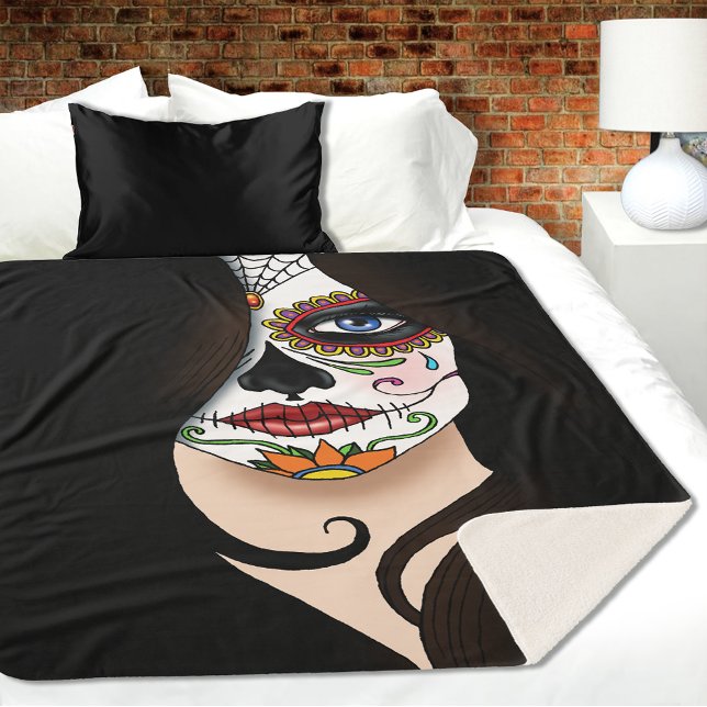 Cobertor Sherpa Rosa Sugar Skull (Criador carregado)