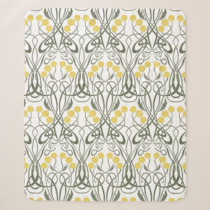 Cobertor Sherpa Rosas amarelas e caules sinuosos Art Nouveau
