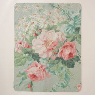 Cobertor Sherpa Rosas Antiquados De Couve De Vintage Francês
