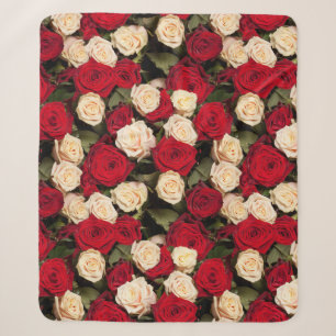 Cobertor Sherpa Rosas, azulejo de fundo elegante e sem costura