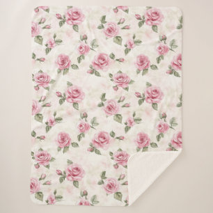 Cobertor Sherpa Rosas bonito Rosa Floral Natal