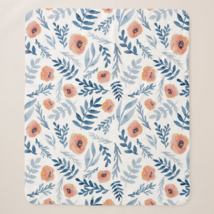 Cobertor Sherpa Rosas de Aquarela: Azul Deixa Sem Costura