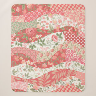 Cobertor Sherpa Rosas de patch: design de padrão uniforme.