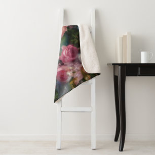 Cobertor Sherpa Rosas De Vintage Watercolor Pintados Em Todas As C