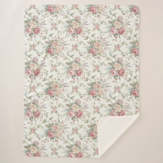 Cobertor Sherpa Rosas Pastel Elegantes Shabby Chic