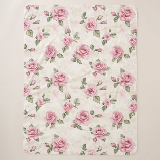 Cobertor Sherpa Rosas Rosa Lindas (Frente)