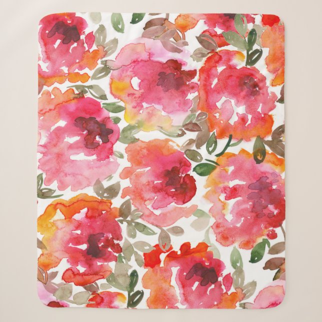 Cobertor Sherpa Rosas vermelhas Shabby, padrão perfeito. (Frente)