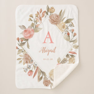 Cobertor Sherpa Rosas Vintage Personalizados Wreath Sherpa Blanket