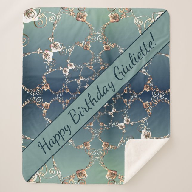 Cobertor Sherpa Rose Web on Gradient Blue Sherpa Blanket (Frente)