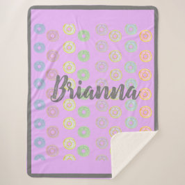 Cobertor Sherpa Rosquinha de nome personalizado púrpura Sherpa Bla