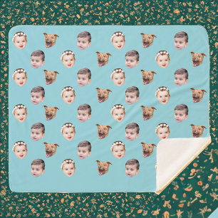 Cobertor Sherpa Rosto Personalizado, Oferta Única de 3 Fotos para 