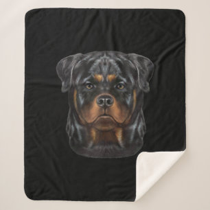 Cobertor Sherpa Rottweiler Cachorro Face Zip Hoodie