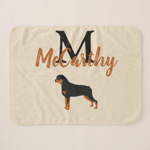 Cobertor Sherpa Rottweiler Rottie Art Faux Linen Monograma