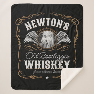 Cobertor Sherpa Rótulo Whiskey Antigo ADICIONAR Nome da Família FO