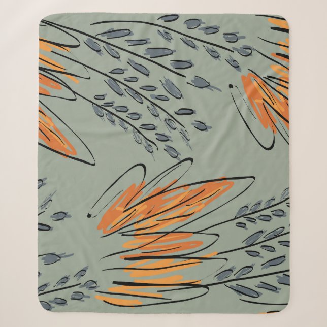 Cobertor Sherpa Rough Sketch Grass Ethnic Design (Frente)