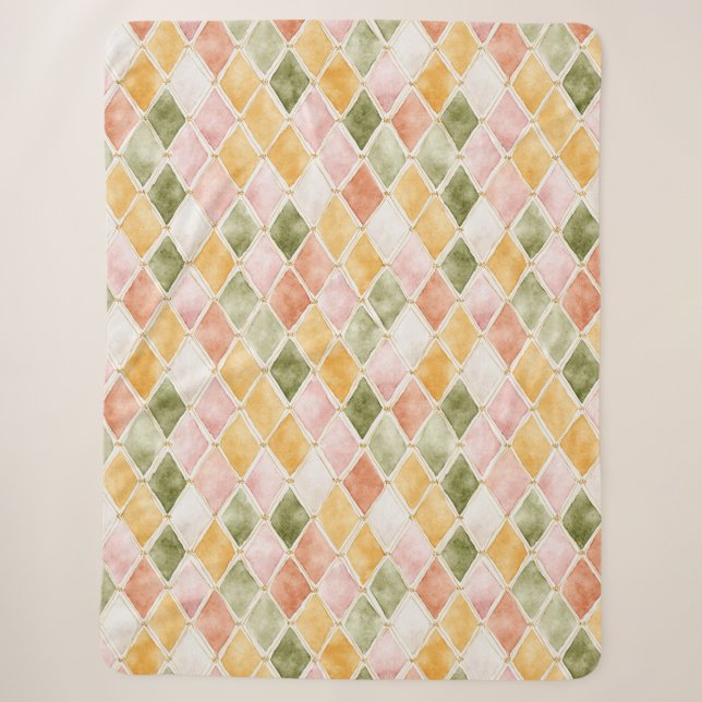 Cobertor Sherpa Roxo Laranja Verde Amarelo Bege   (Frente)