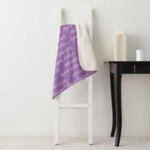 Cobertor Sherpa Roxo Moderno Nome em branco