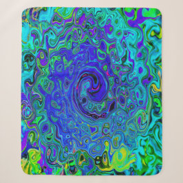 Cobertor Sherpa Roxo Violeta Azul Abstrato Retro Líquido Turbilhão