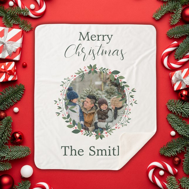 Cobertor Sherpa Rua de Natal Personalizada da Família (Criador carregado)