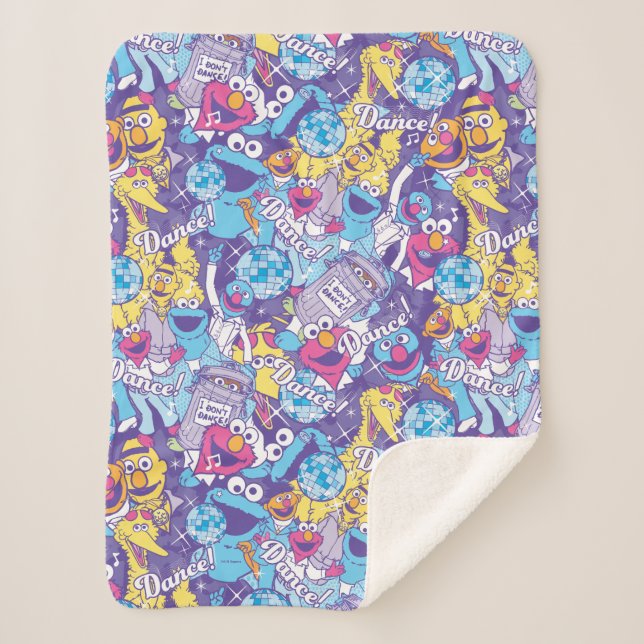 Cobertor Sherpa Rua Sésamo | Padrão de dança do Groovy (Frente)