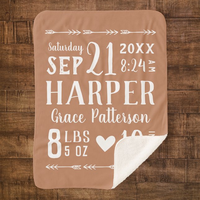 Cobertor Sherpa Rust Baby Girl Birds Stats Keepsaee (Criador carregado)