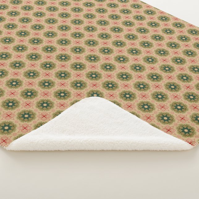 Cobertor Sherpa Rustic Vintage Green Red Holiday  (3/4)