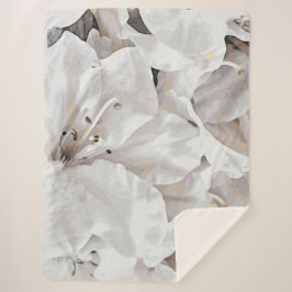 Cobertor Sherpa *~* Rústico Grunge Branco Azalea Flores Neutrais