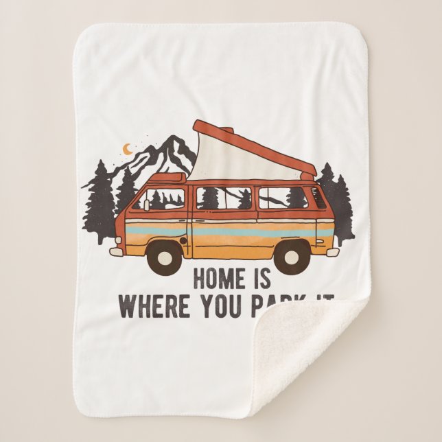 Cobertor Sherpa RV Camping Trailer "Home is Where You Park It" (Frente)