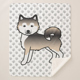 Cobertor Sherpa Sable Alaskan Malamute Cute Cartoon Dog