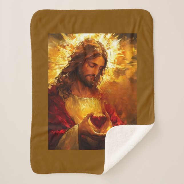 Cobertor Sherpa Sacred Heart of Jesus  (Frente)