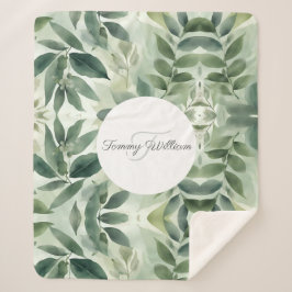 Cobertor Sherpa Sage Green Flora Elegant