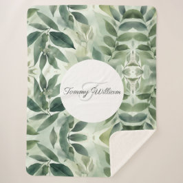 Cobertor Sherpa Sage Green Flora Elegant