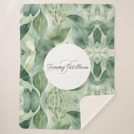 Cobertor Sherpa Sage Green Flora Elegant