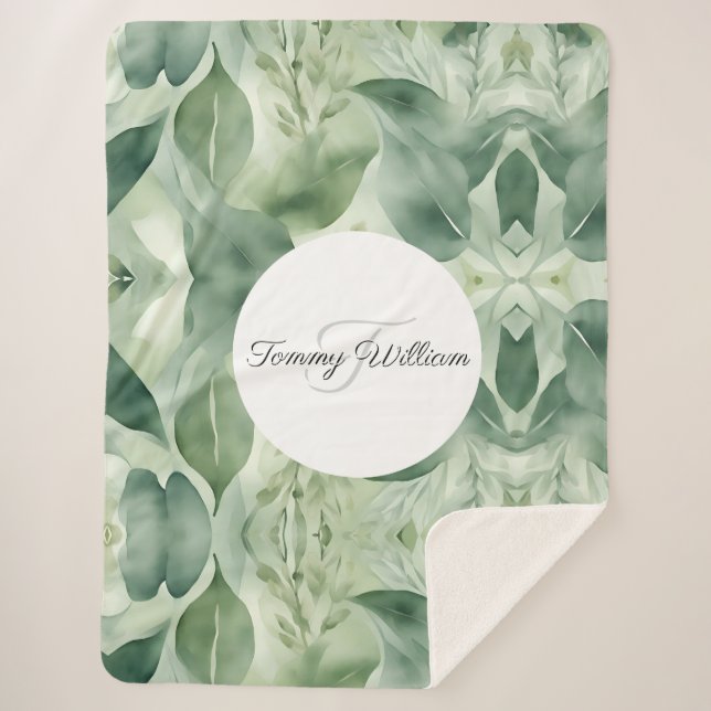 Cobertor Sherpa Sage Green Flora Elegant (Frente)