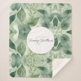 Cobertor Sherpa Sage Green Flora Elegant