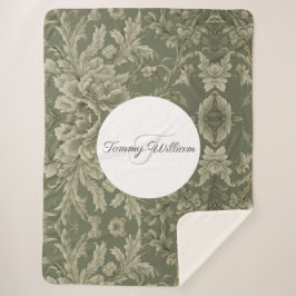 Cobertor Sherpa Sage Green Flora Elegante Sherpa Blanket