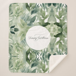 Cobertor Sherpa Sage Green Flora Elegante Sherpa Blanket