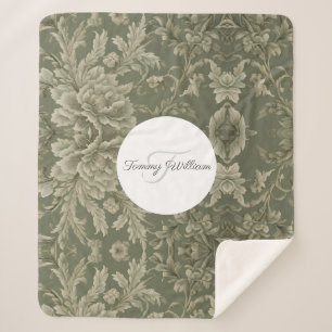 Cobertor Sherpa Sage Green Floral Elegante