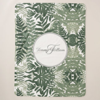 Cobertor Sherpa Sage Green Floral Elegante