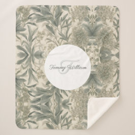 Cobertor Sherpa Sage Green Floral Elegante